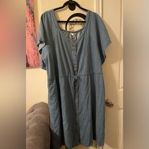 Plus Size Womens button up look jean look dress size 2X pre-owned